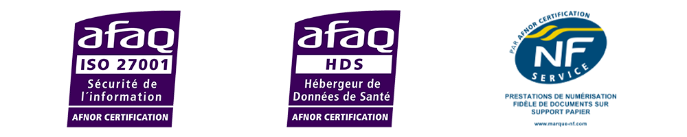 Logos ISO27001, HDS, et NF544